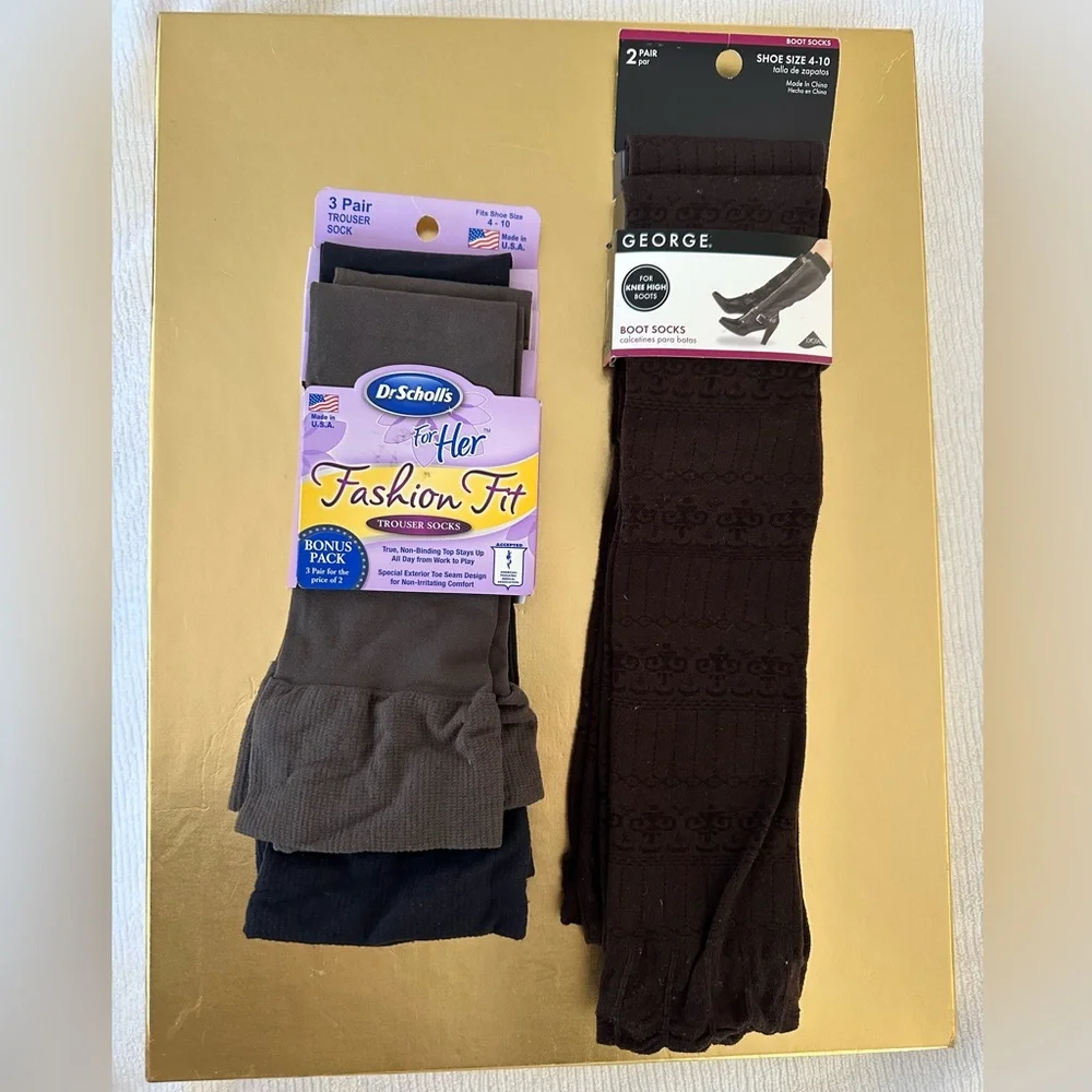 2 sets of Dr. Scholl’s Trouser Socks and George Knee High Boot Socks - Picture 1 of 6